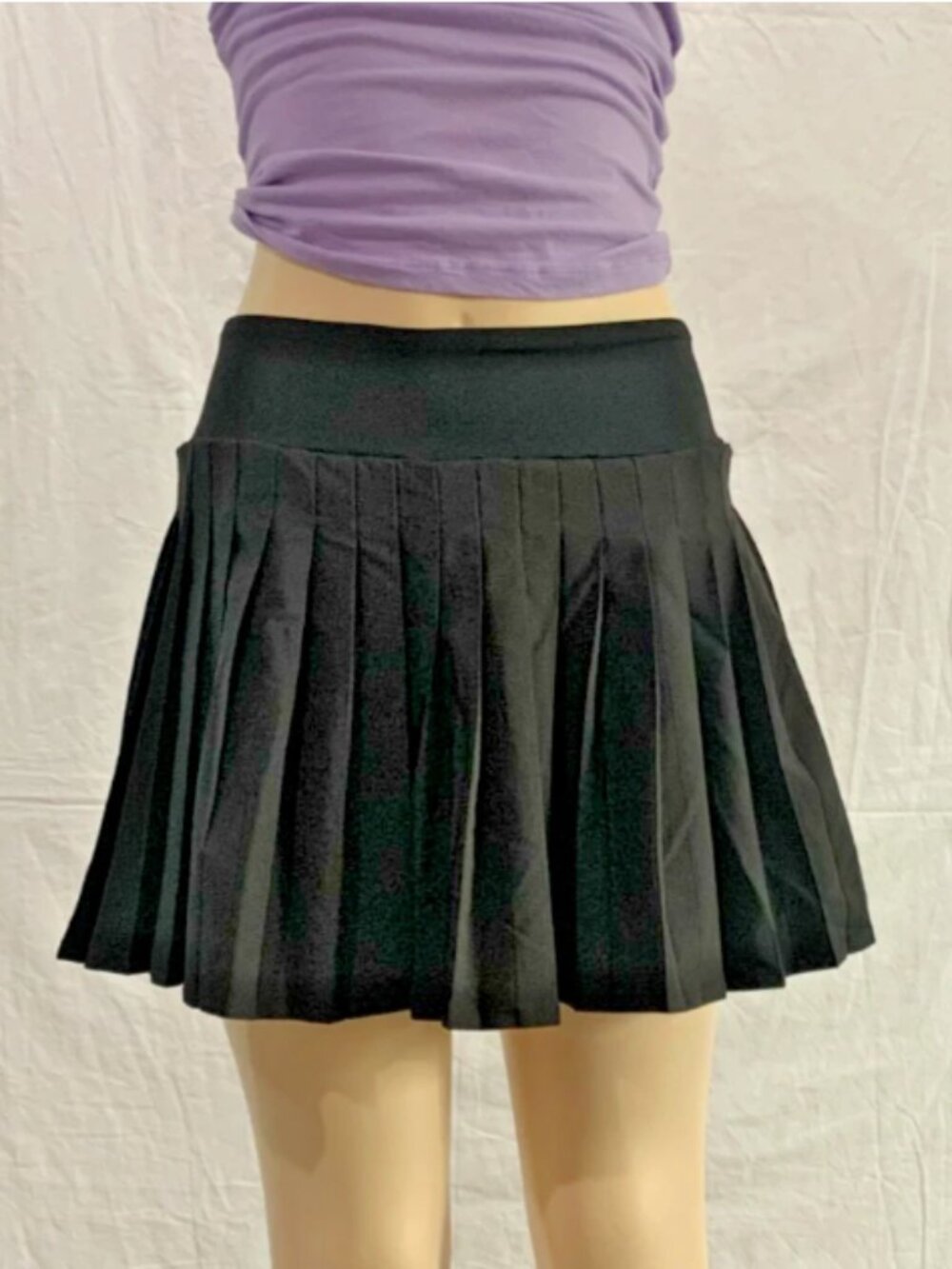Vital Life Black Pleated Tennis Skirt Women’s Medium Athletic Skirt with Shorts